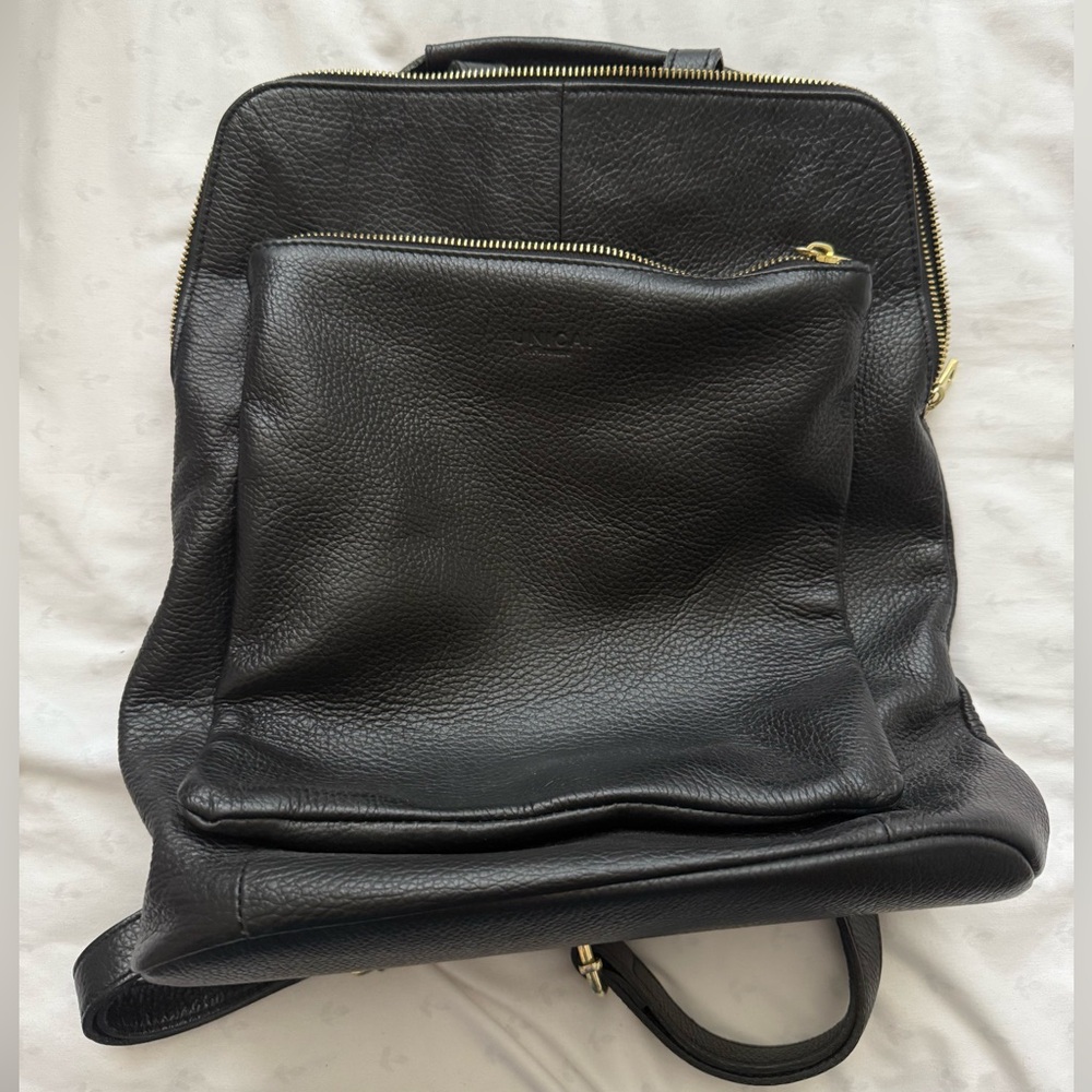 UNICA! Italian Pebbled Black Leather Backpack